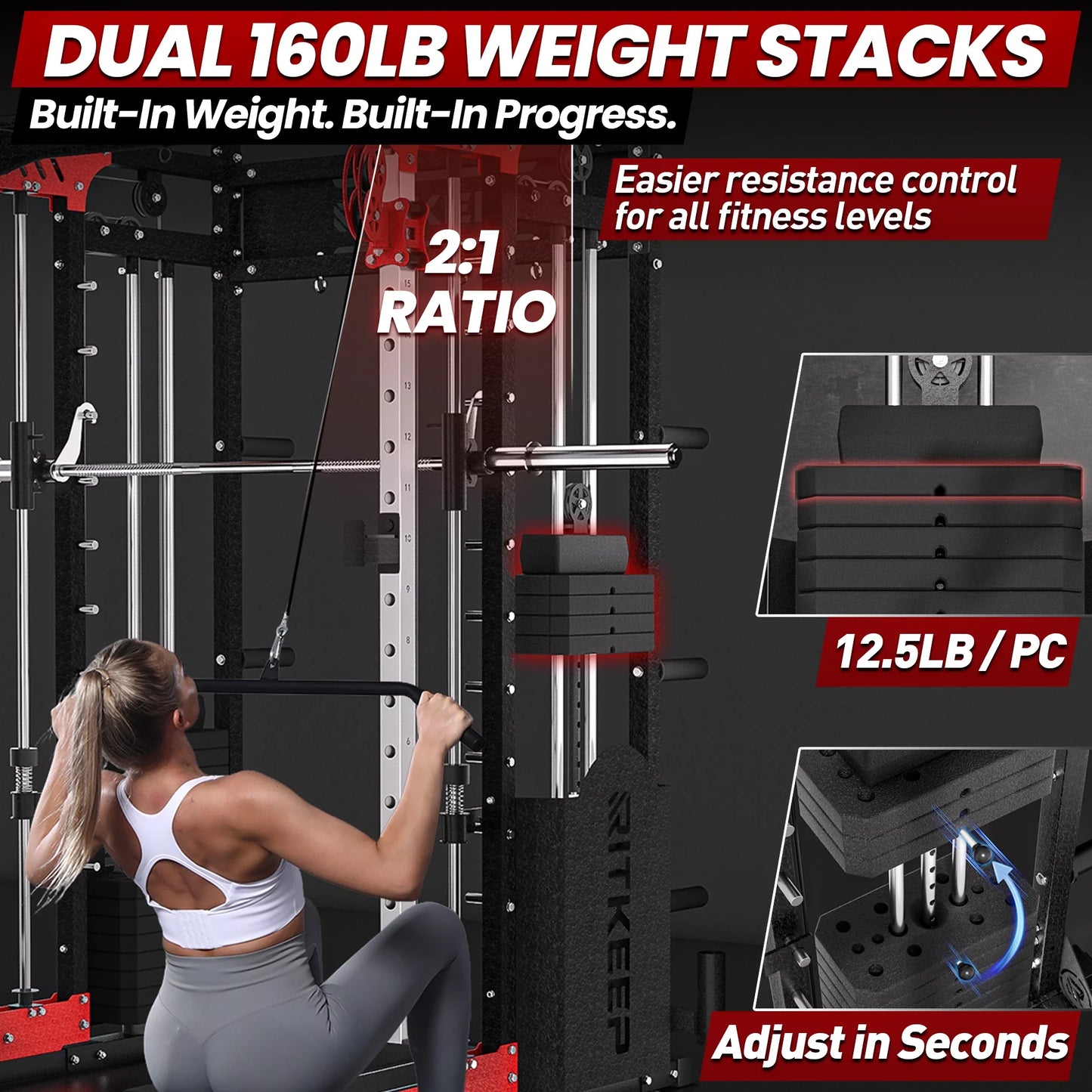 PMAX 5600 Home Gym Smith Machine - Integrated Weight System