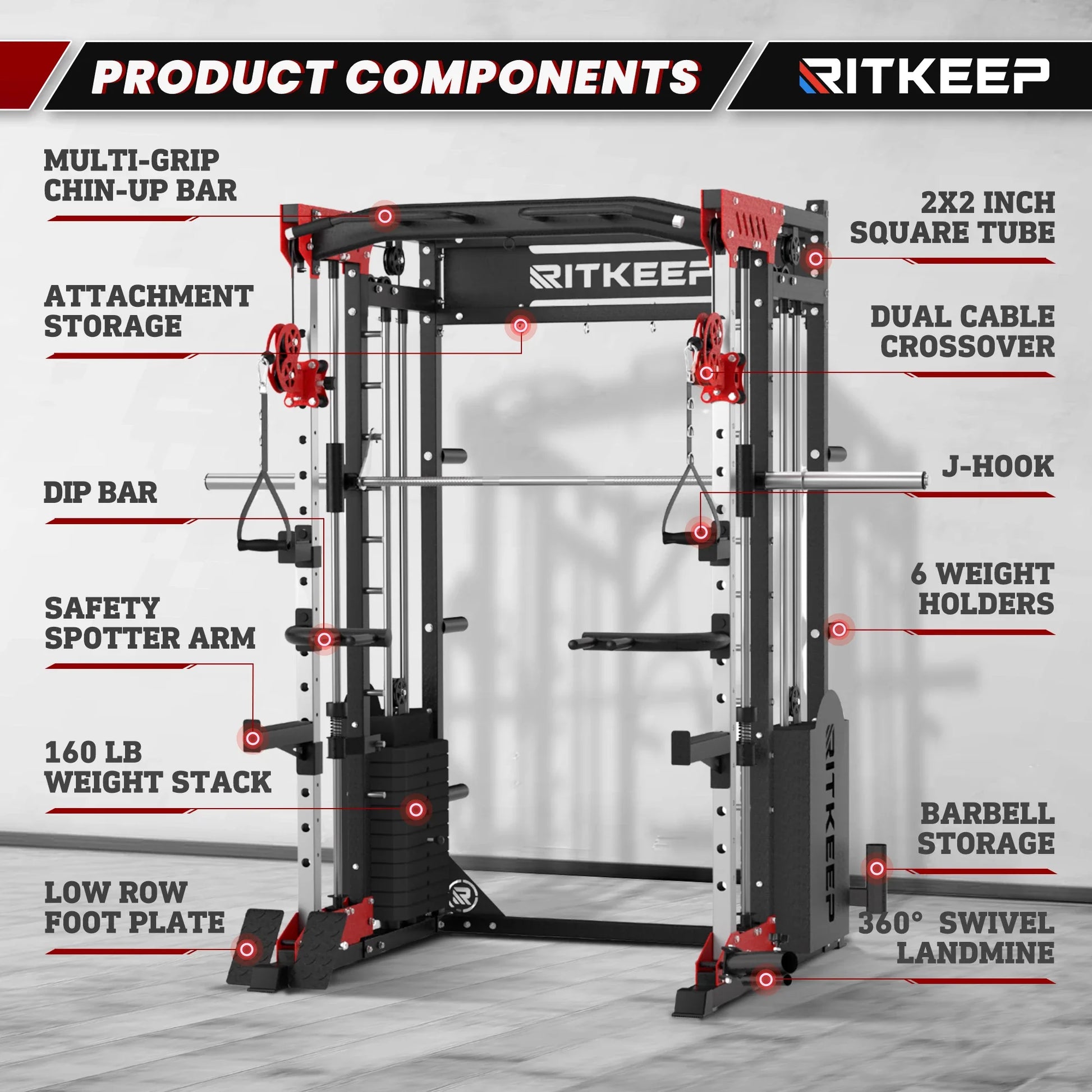 PMAX 5600 Home Gym Smith Machine - Integrated Weight System