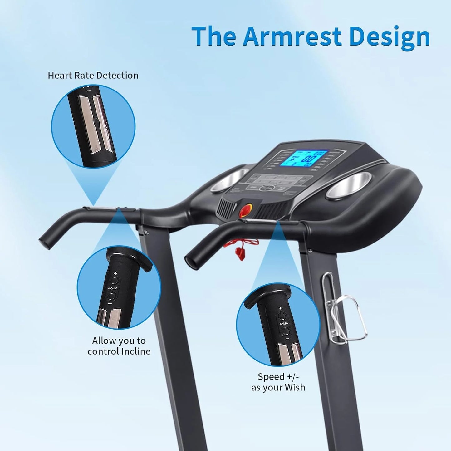 Treadmill with Auto Incline Folding Treadmill 12Level Incline 2.5 Horse Power 15 Preset for Home Use 8.5 Mph Range